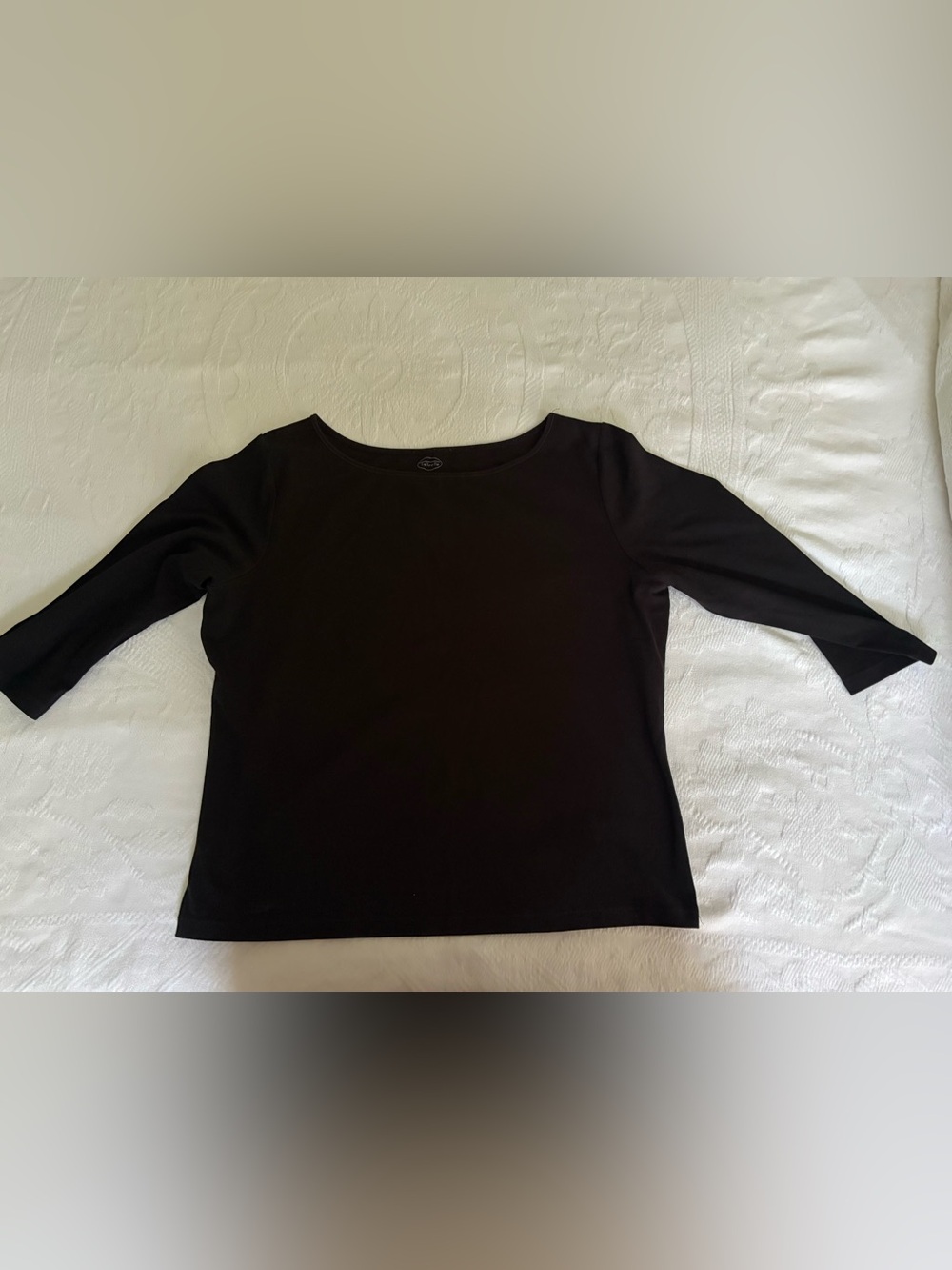 Talbots Black Scoop Neck 3/4 Sleeve Top
